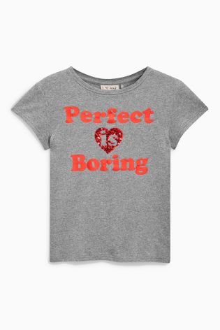 Grey Perfect Slogan T-Shirt (3-16yrs)